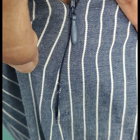 New York & Company Mixed Stripe Jumpsuit- Blue - Picture 5 of 16